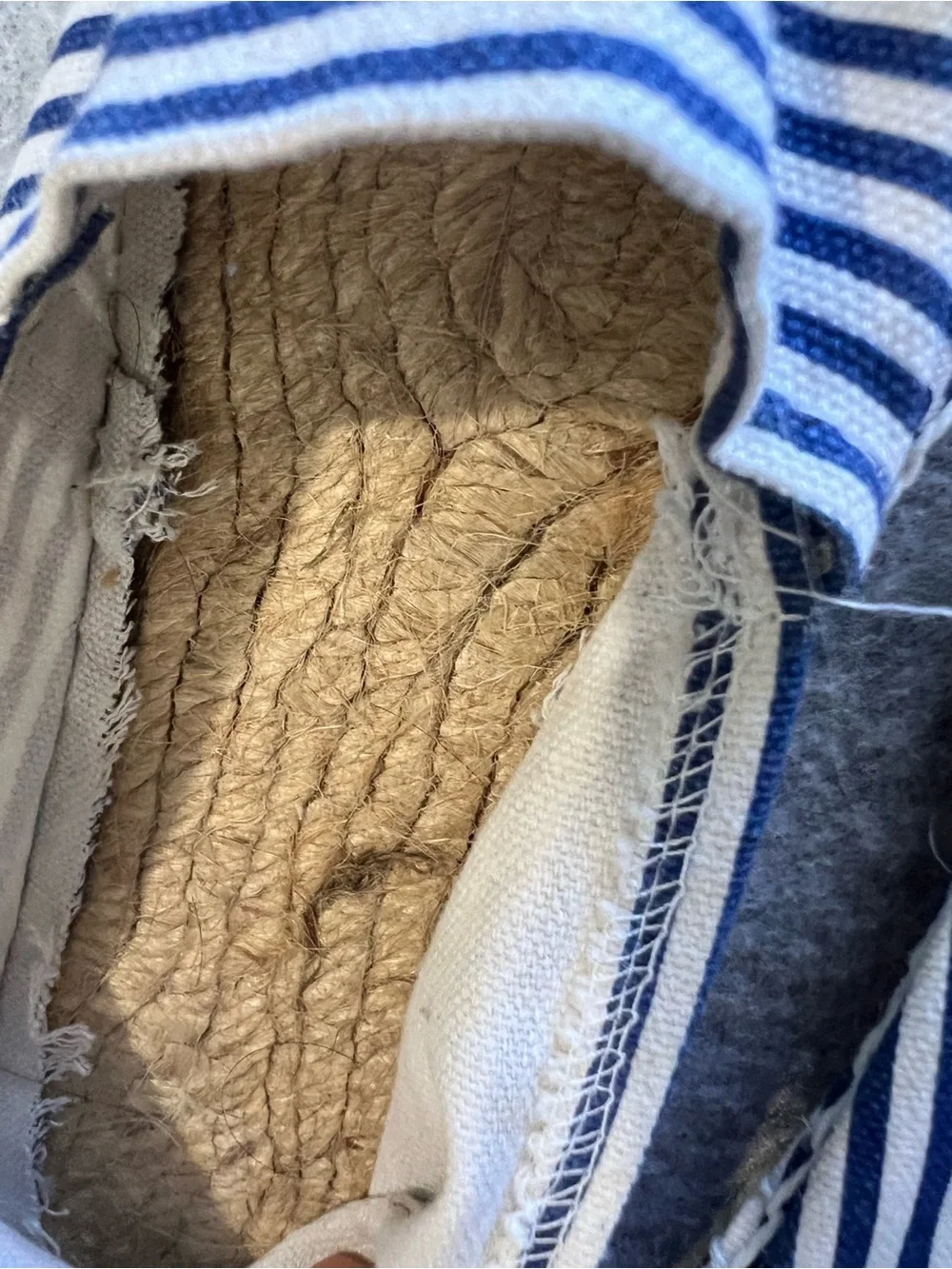Striped Blue and White Espadrille Slip-Ons - Women